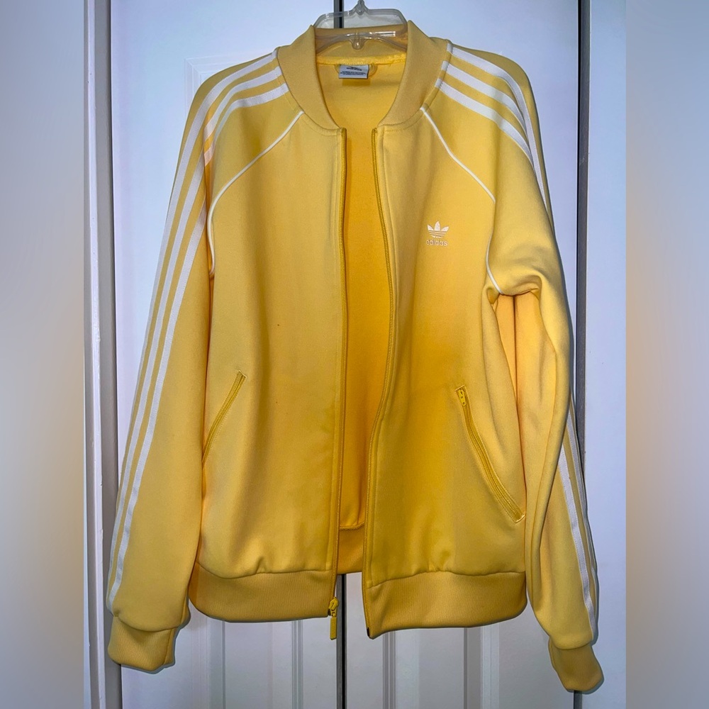 Adidas pastel yellow track jacket
